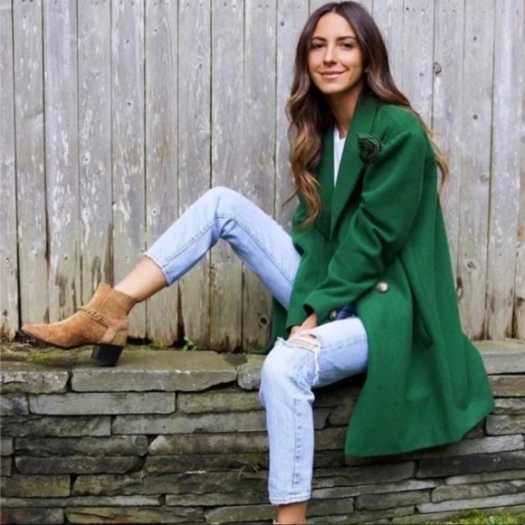 NWT Something Navy Wool Blend Gemma Coat | Green | Size Small - Picture 4 of 13